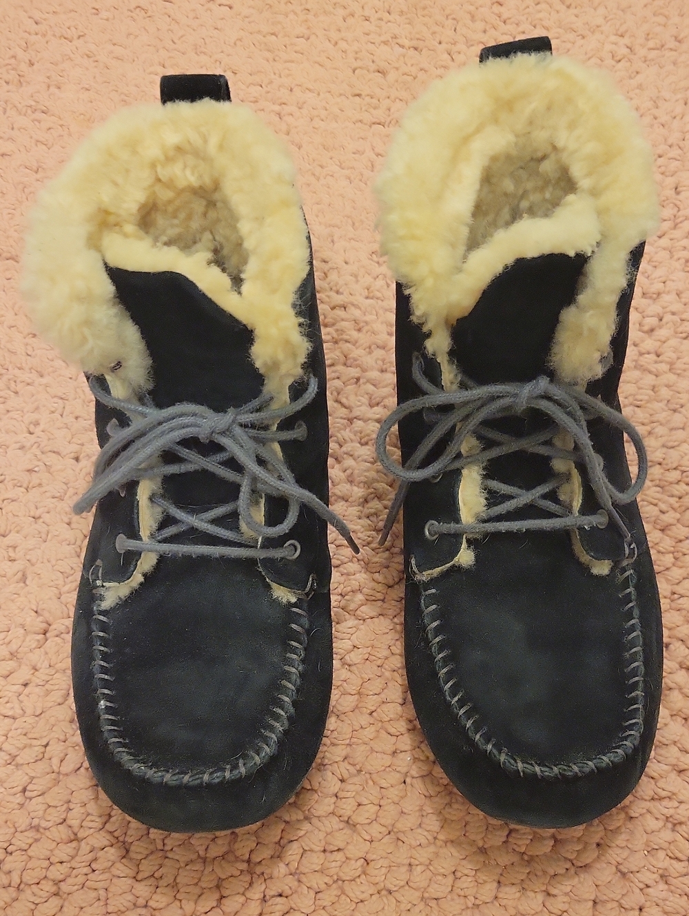 UGG Black Suede Shearling-Lined Chickaree Moccasin Boots 8